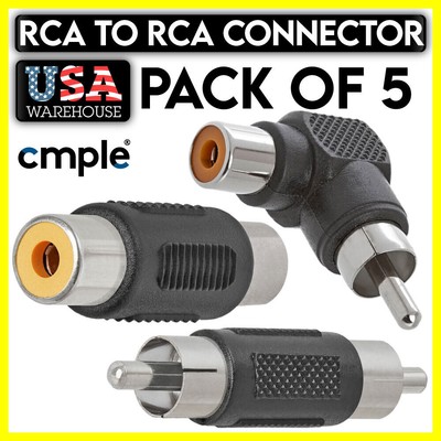 5 Pack RCA Coupler Audio Video Connector RCA Right Angle Adapter M to M F to F