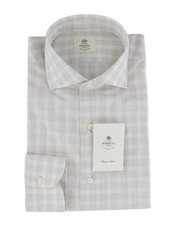 500 Luigi Borrelli Light Brown Plaid Shirt - Slim - LB328267