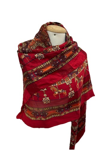 S16# schroeder Luxembourg multicolore Silk Shawl 53/54 inch has stain 