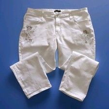 Lee Modern Series Jeans Sz 16M Mid-Rise,White W/Embroidery EXC Fits W34xIns25