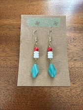 Handmade Red White and Blue Patriotic Beaded Earrings 2.25 4th of July Earrings