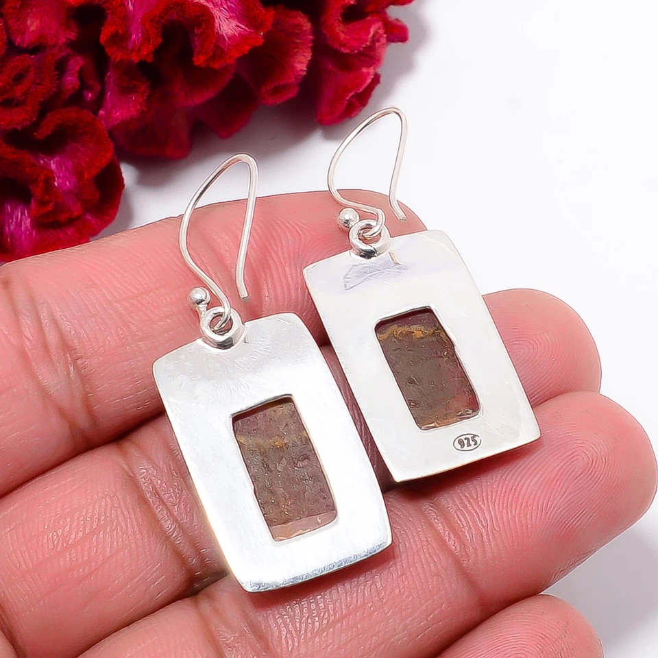 Rodocrosita - Pendiente Argentina Plata de Ley 925 Hecho a Mano 1.64" E102710 Foto 2 de 4