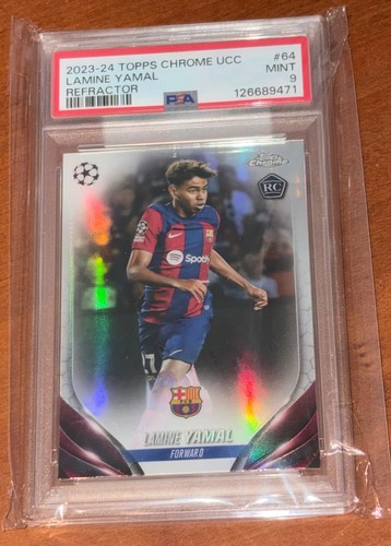 2023-24 Topps Chrome UCC Lamine Yamal #64 Refractor (RC) Rookie PSA 9