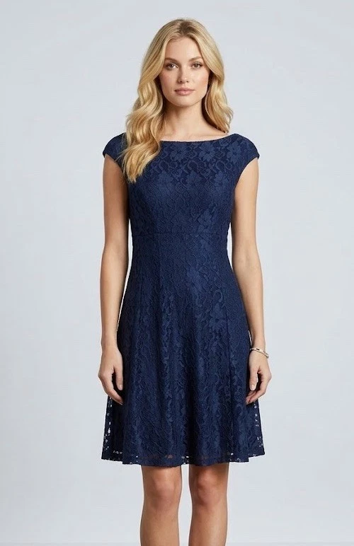 ralph lauren navy blue lace dress Womens Polo Ralph Lauren Navy Blue Lace Dress Sz 6