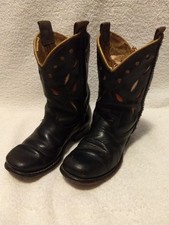 Vintage Late 1950's Kid's Bronco Cowboy Western Style Boots, Leaf  Star Accents