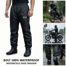 Bolt 100% Waterproof Comfortable Motorcycle Over Tousers Black - (XS to 6XL)