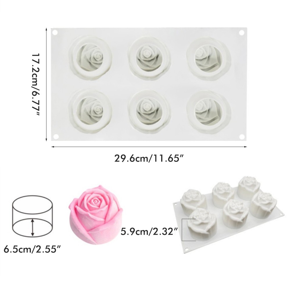 6 Cavity Rose Mousse Cake Mold Holiday Party DIY Hand Chocolate Baking Mold