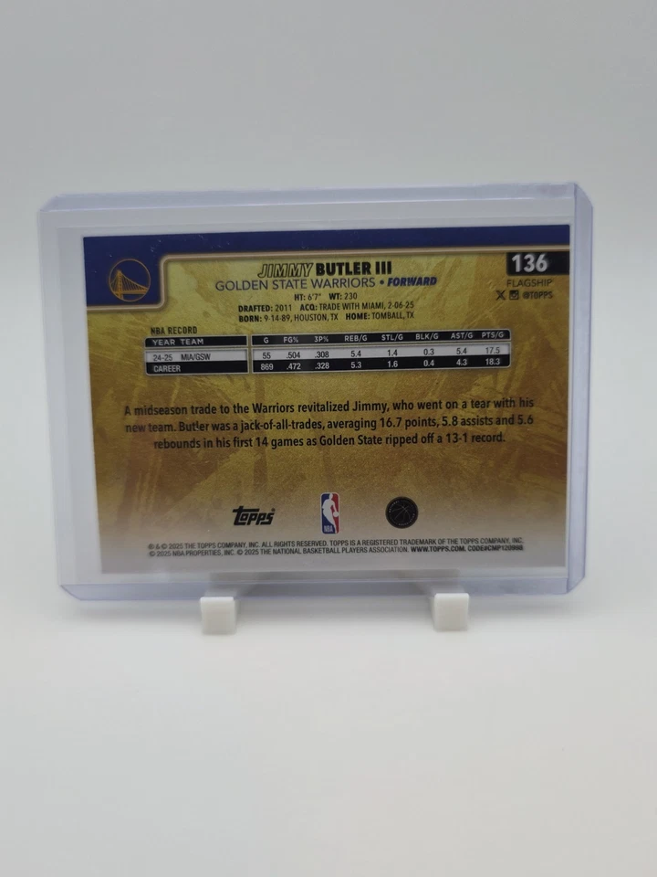 2025 Topps Flagship - Jimmy Butler III #136 Gold Mirror Variation SSP Foto 2 de 2