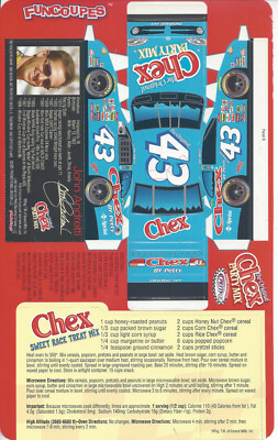 2001 JOHN ANDRETTI ''CHEX PARTY MIX'' #43 NASCAR CAR CUTOUT POSTCARD