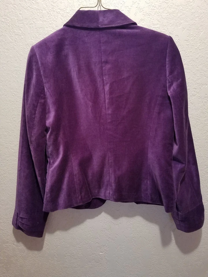 Blazer APOSTROPHE Púrpura Gamuza Pecho Único con Interior Paisley Mujer Talla 2 Foto 2 de 4