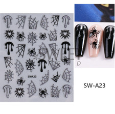 Embossed Glitter Halloween Spider Web Nail Art Stickers Self Adhesive NH27