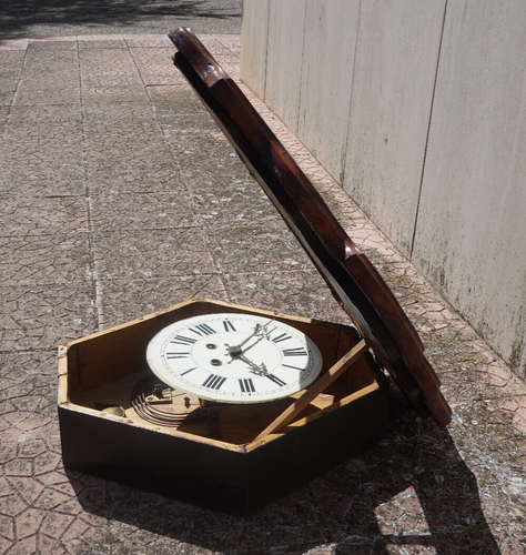 Antico orologio a pendolo con intarsi in madreperla - Foto 6 di 17
