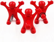 3 pcs Funny Happy Red Man Wine Stopper Novelty Beer Corkscrew & Bottle Opener