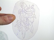 vtg 1960s 1970s Tattoo Flash acetate stencil Two Parrots signed BR1