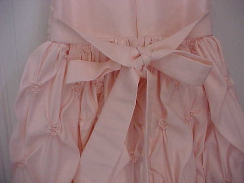 Girls Party Dress Peach Size 6 By Cinderella Cummberbund Bouffant Skirt Rosettes - Picture 8 of 12