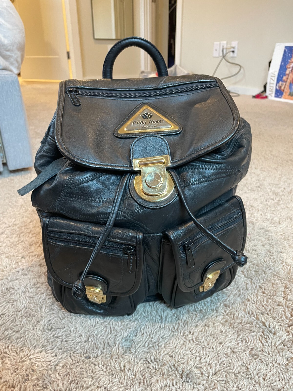 Ruby Rose Collection Black Leather Backpack - image 1