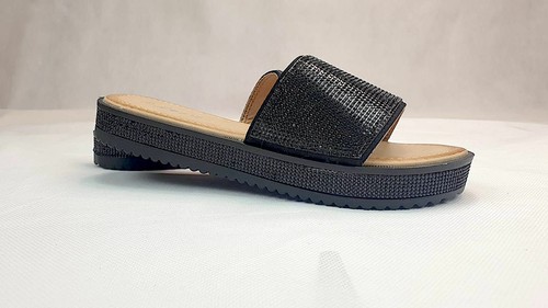 * FLASH SALE* Ladies Summer Diamante Flatform Platform Peep Toe Slides Sizes 3-8 - Picture 4 of 5
