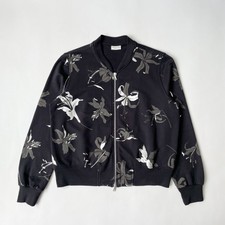 Dries Van Noten Black Floral Print Bomber Jacket Size Medium
