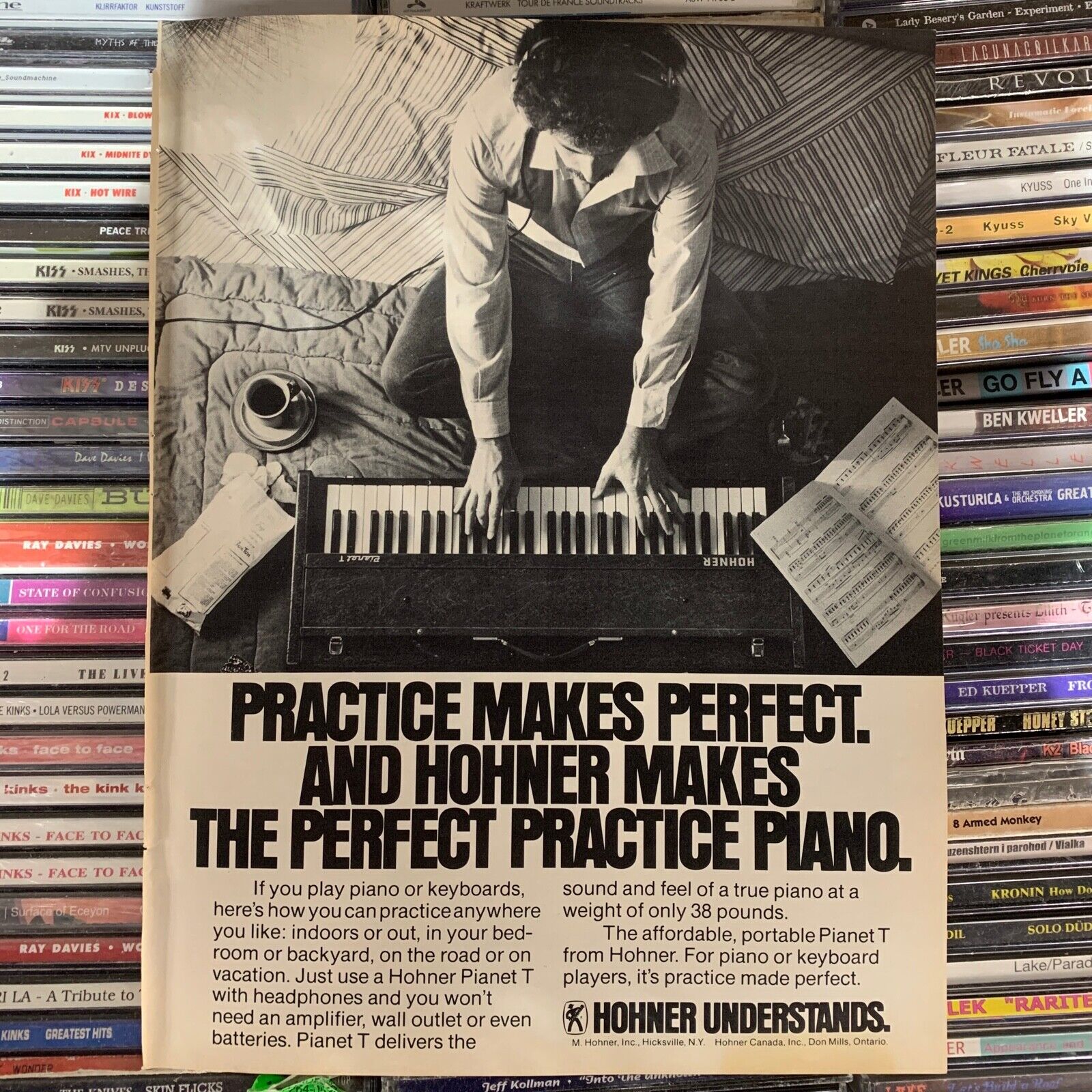 HOHNER Pianet T Portable Piano Keyboard Ad, Dean Guitars (1979