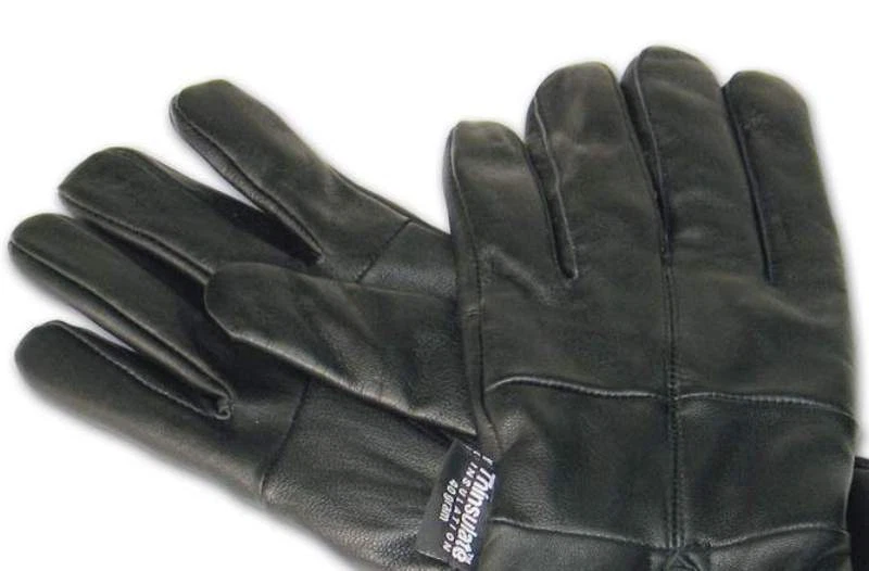Guantes de invierno para motocicleta Guantelete de cuero liso Nuevos con forro aislante con cremallera Foto 3 de 4
