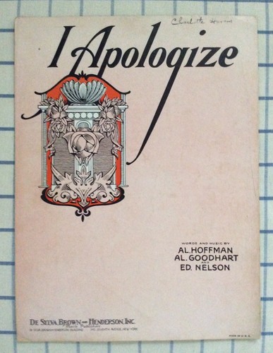 Vintage Piano Sheet Music: I Apologize  1931 - Picture 1 of 6