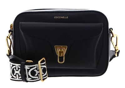 COCCINELLE Crossbody Bag Grained Leather Umhängetasche Tasche Noir schwarz