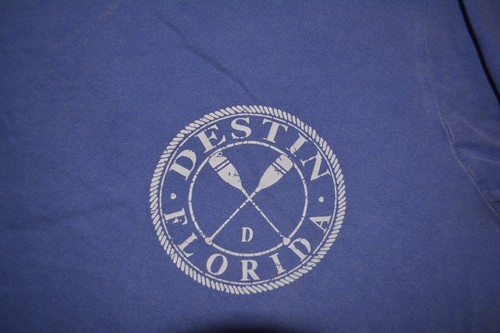 L Blau Destin Florida Langarm Hemd US Vintage Baumwolle Made In Pakistan