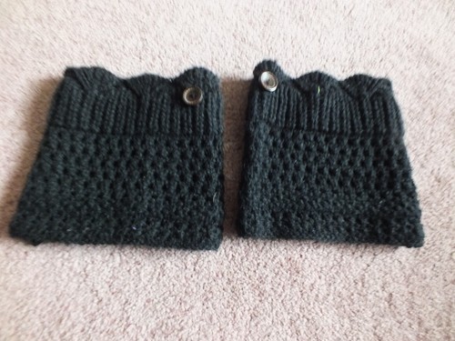 Beautiful Boot Cuffs Black Brown Button 5 Inch es long NICE