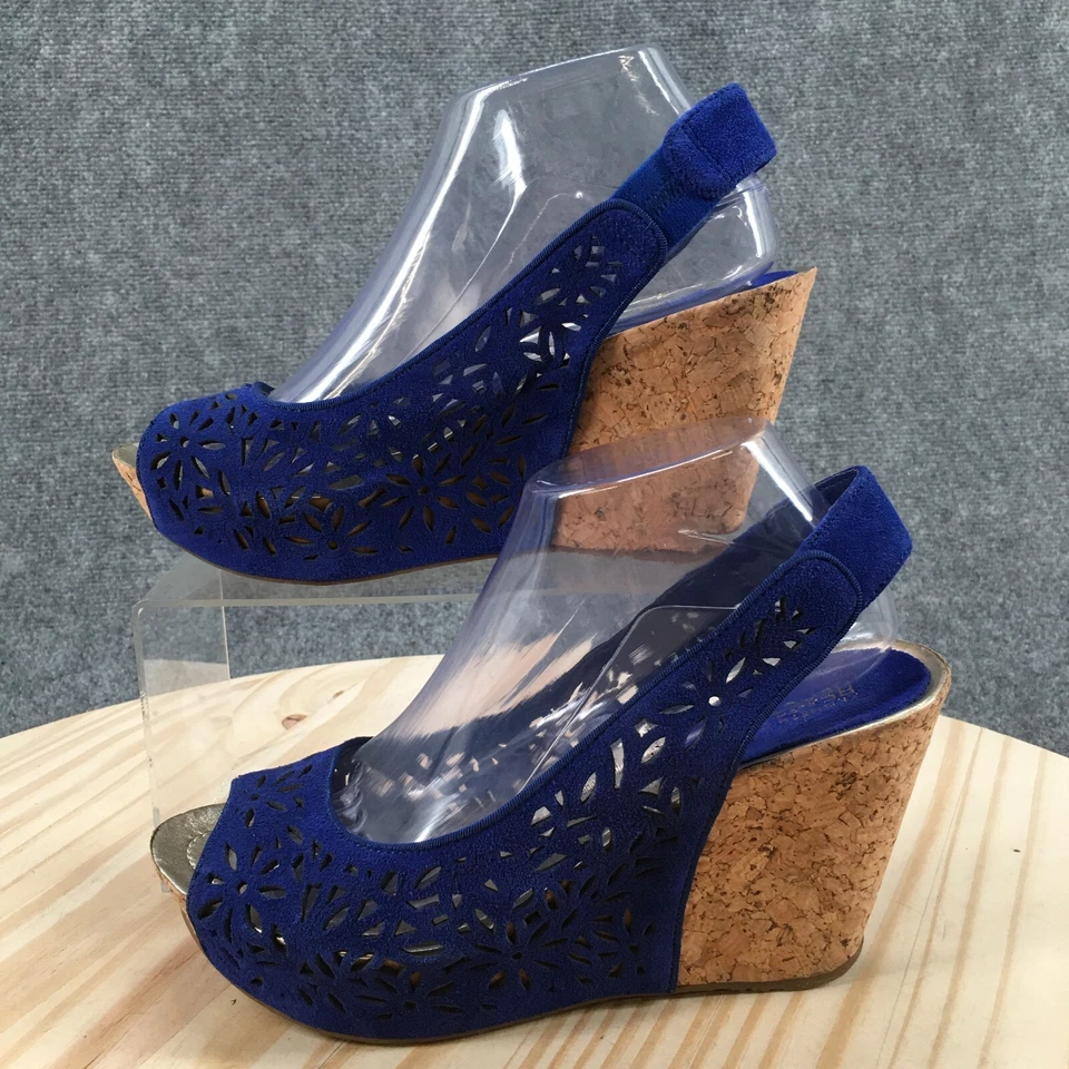 Sandalias Kenneth Cole Reaction para mujer 8,5 M Soley Roller2 punta abierta con cordones azules Foto 2 de 4