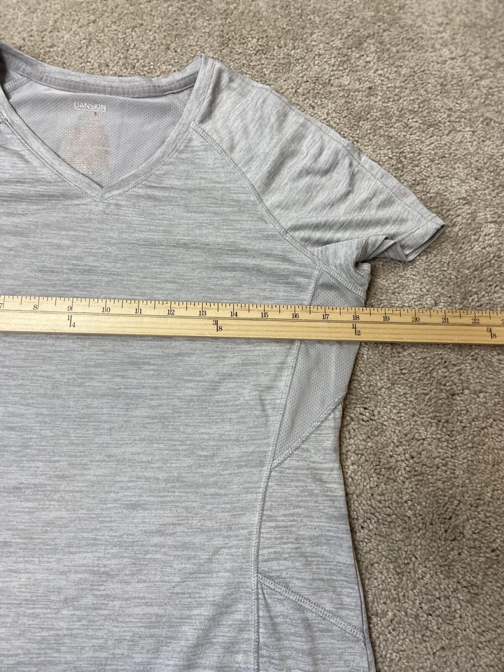 Danskin теперь серый короткий рукав активная рубашка верхний v шеи полу облегающий женский размер M - Изображение 4 из 4