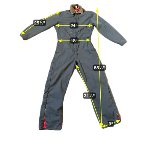 Walls Zero Zone Insulated Coveralls Lined Size Large Tall Gray Outerwear Vintage - Picture 13 of 13
