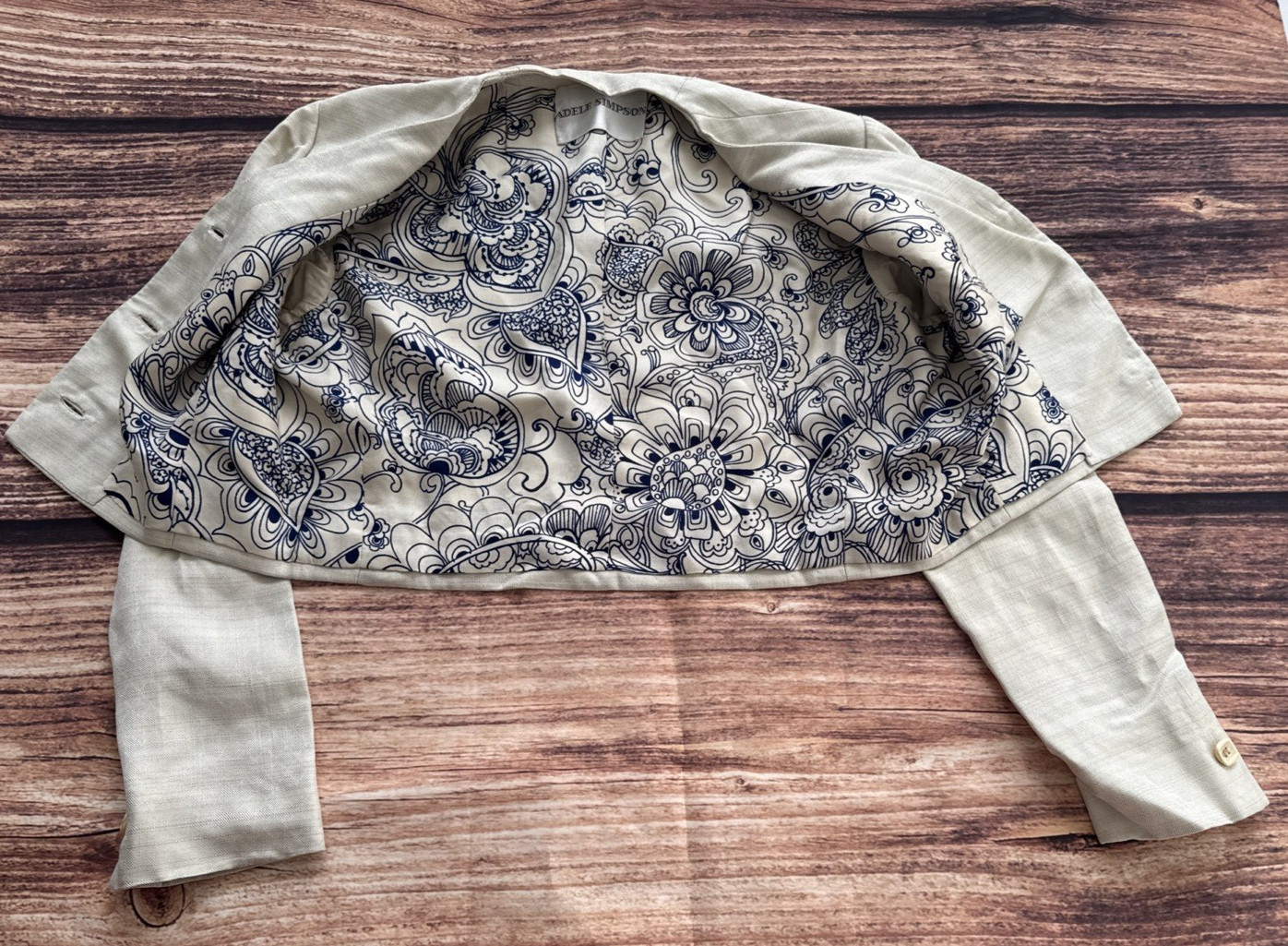 Adele Simpson Jacket Beige Size Small - image 10