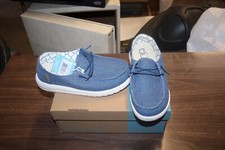 NIB HEY DUDE WALLY LOAFER SPARKLING DENIM YOUTH SIZE 1 FREE SHIPPING
