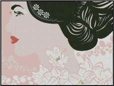 Women Profile with Flowers Counted Cross Stitch Chart  No. 24-126