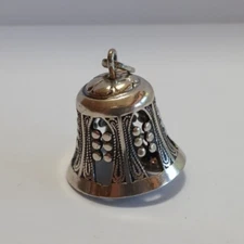 VINTAGE BEAU STERLING SILVER ORNATE BELL CHARM