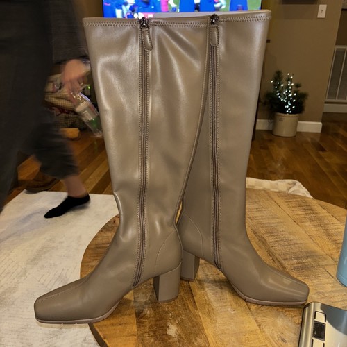 NEW Aerosoles Women's Micah Knee High Boots Block Heel Size 9 M Taupe- Sleek! - Picture 7 of 10