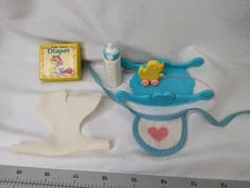 Vintage My Little Pony Newborn Lullaby Rocker Bottle Diaper Toy Bib Lot Blue