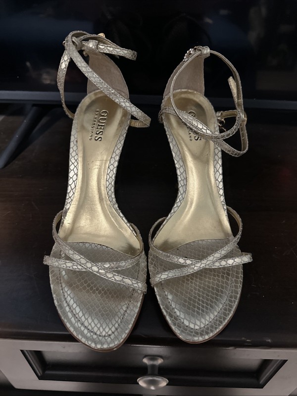 GUESS by Marciano Women's Gold Snakeskin Metallic Stiletto Heel, Size 6