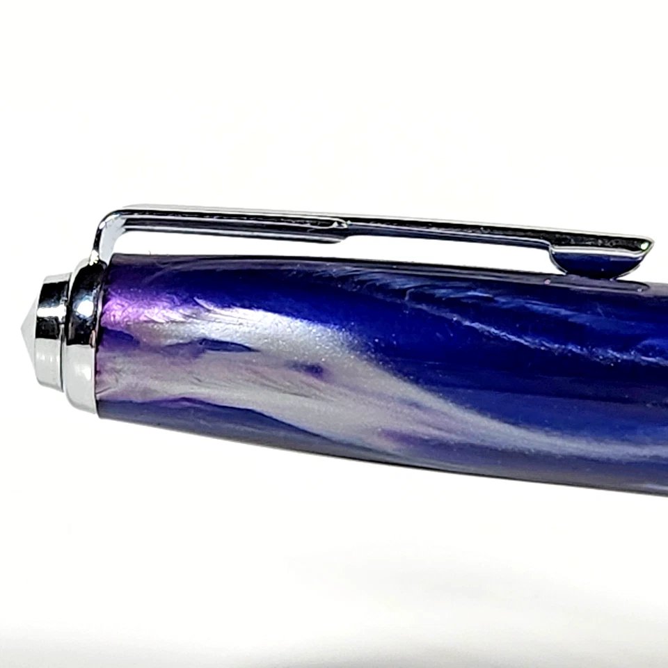 Pluma Estilográfica Modelo RECIFE Depose Años 90 CT Mármol Azul Transparente M Acero Inoxidable GP Nueva en Caja Foto 2 de 4