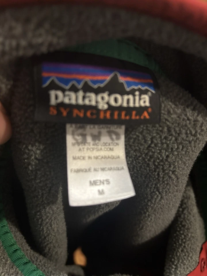 Patagonia Synchilla Mens Size Medium Snap T Fleece Pullover Jacket Gray Red Trim - Image 4 of 4