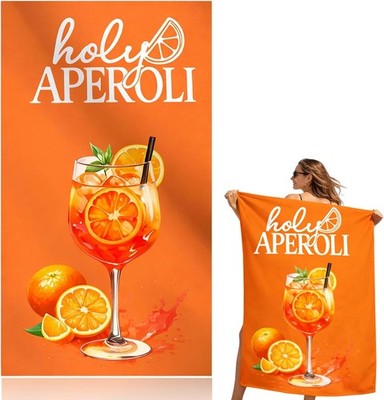 Holy Aperoli Strandtuch 140x70 cm Aperol Spritz Handtuch für Damen Herren 