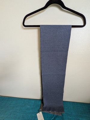 Gucci Scarf Reversible GG Monogram Wool Blue Grey Unisex NWT Authentic 411726