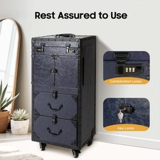 Professional Makeup Case Rolling Cosmetology Case Metal Beauty Travel Luggage