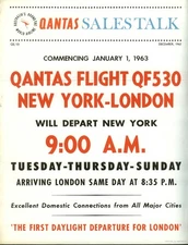 QANTAS Sales Talk Flight QF530 NY-London airline bulletin 12 1962