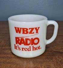 Vtg Milk Glass WBZY RADIO " Red Hot" 1970s Radio Station Advertising Coffee Mug