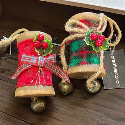 Set Of 6 Rustic Wooden Ornaments By Creative Co-op