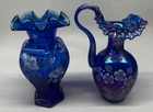 Fenton Cobalt Pitcher and Fenton Celebration Vase