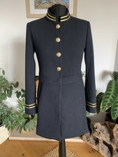 Zara Marineblau Military Style Blazer Mantel Jacke Goldknöpfe Goldrand Medium