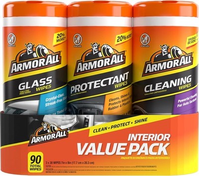 Armor All Protectant, Glass and Cleaning Wipes, Wipes for Car Interior