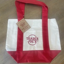 Trader Joe's Mini Canvas Tote Bag - Red New with Tag